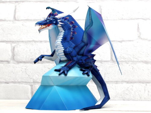 Arquivo de Corte 3d : Dragão Azul em Papel.