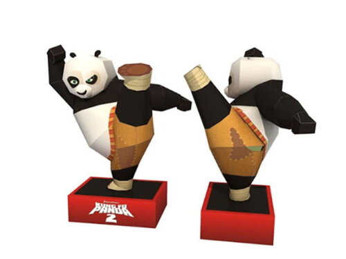 Arquivo de Corte 3d : Kung Fu Panda em papel artesanal.