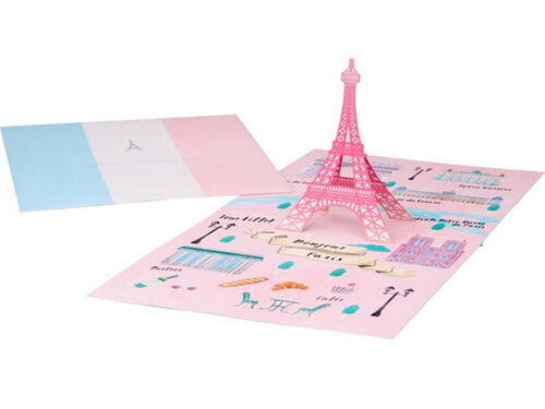 Arquivo de Corte Cartão Desdobrável (Torre Eiffel Rosa) PDF.