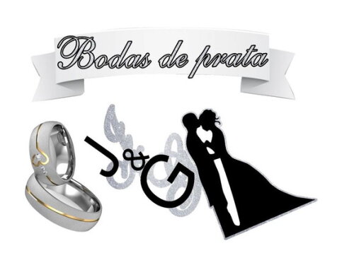 Arquivo de Corte Silhouette : Topo de Bolo Bodas de Prata.