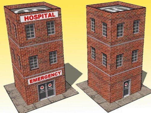 Maquete de papel de um Hospital/ PDF.