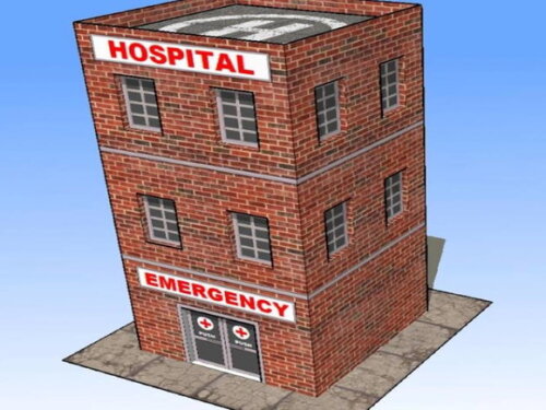 Maquete de papel de um Hospital/ PDF.