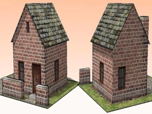 Maquete de papel de uma Casa de Tijolos/ PDF.
