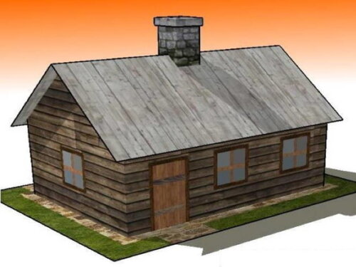Miniatura de papel de uma Cabana de madeira/ Maquete PDF.