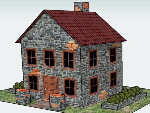 Miniatura em papel de uma Casinha de pedra/ Maquete PDF.