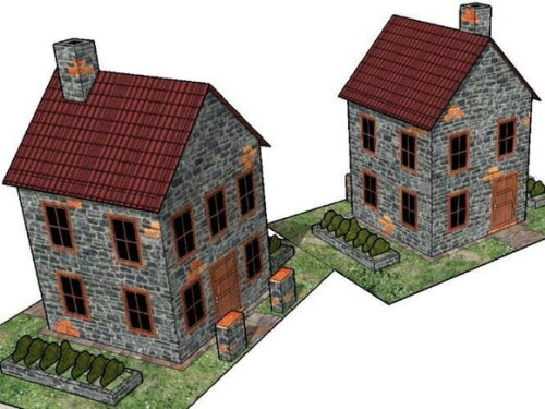 Miniatura em papel de uma Casinha de pedra/ Maquete PDF.