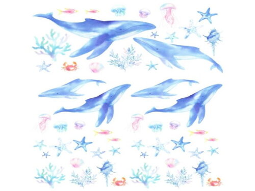 Papel Digital Transfer Família de baleias p/ Tec. Claros.
