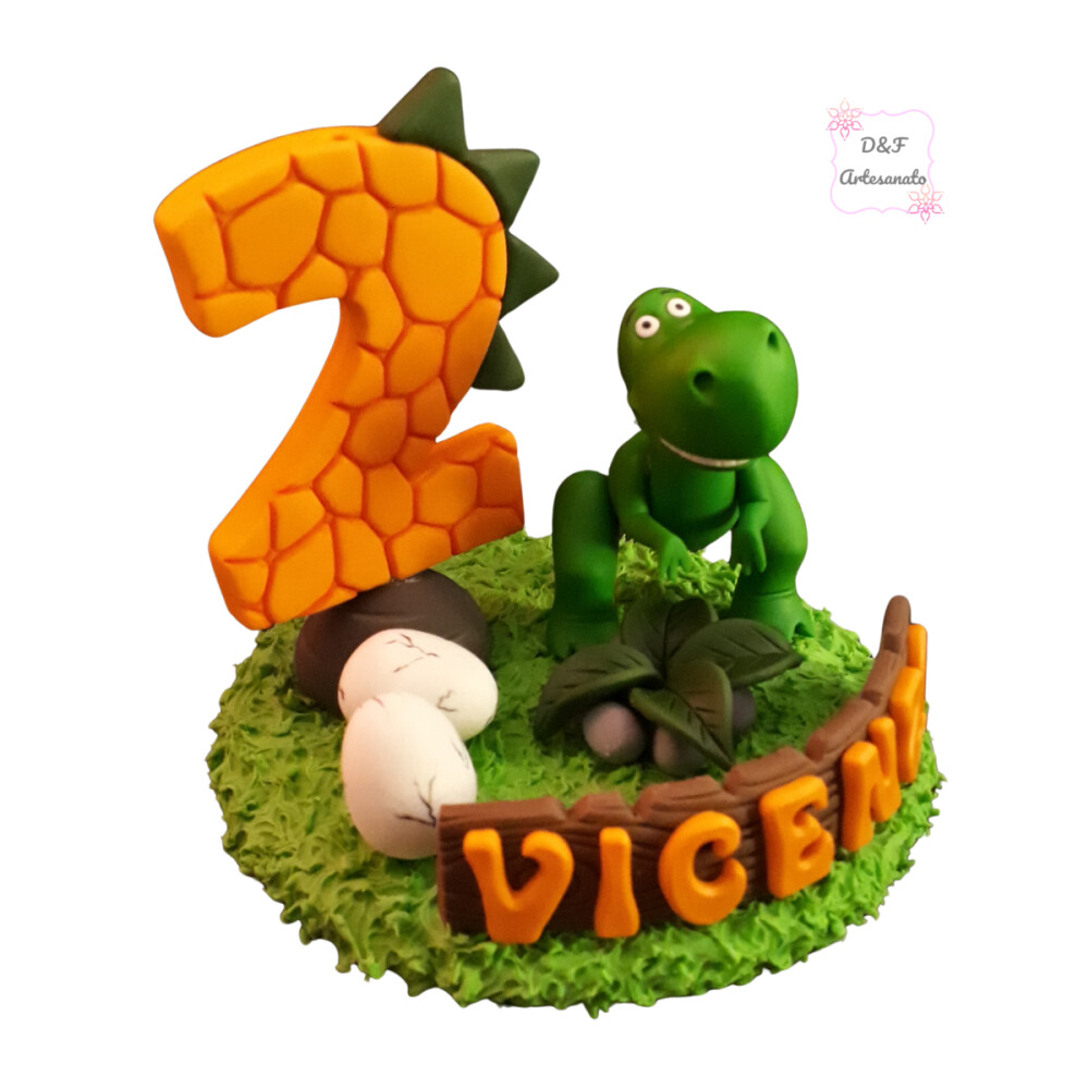 Topo de Bolo Dinossauros em Biscuit