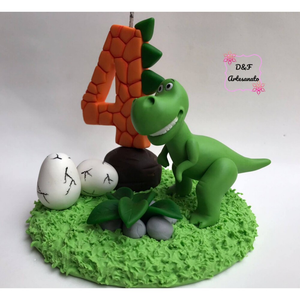 Topo de Bolo Dinossauros em Biscuit