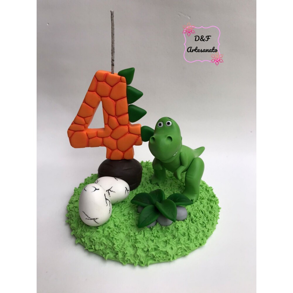 Topo de Bolo Dinossauros em Biscuit
