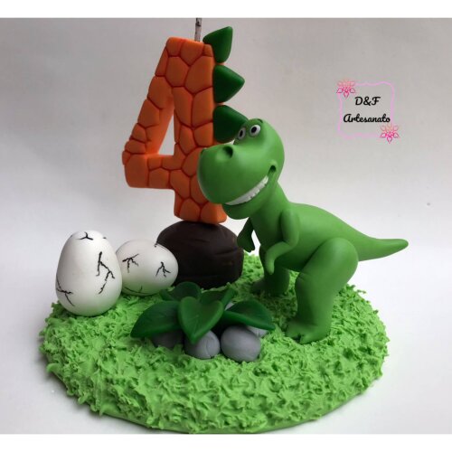 Topo de Bolo Dinossauros em Biscuit