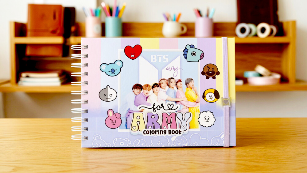 LIVRO DE COLORIR FOR ARMY BTS CAPA DURA A5 50 FOLHAS GROSSAS CADE