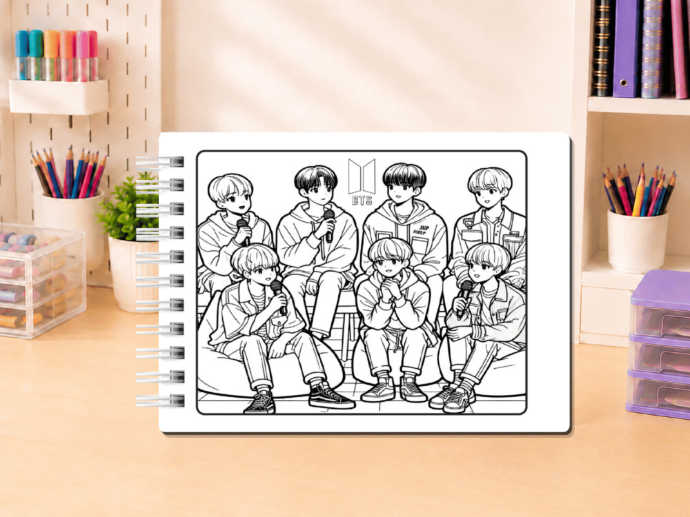 LIVRO DE COLORIR FOR ARMY BTS CAPA DURA A5 50 FOLHAS GROSSAS CADE