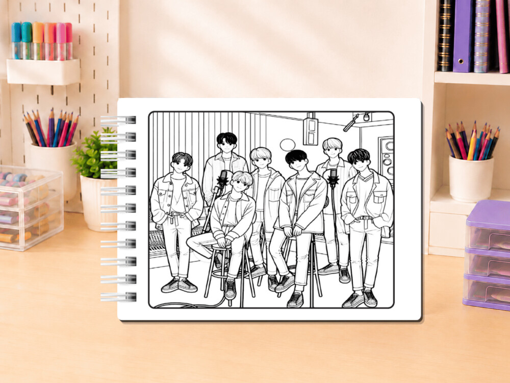 LIVRO DE COLORIR FOR ARMY BTS CAPA DURA A5 50 FOLHAS GROSSAS CADE
