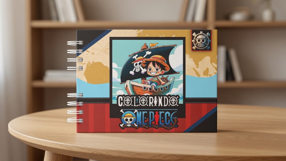 LIVRO DE COLORIR ONE PIECE CAPA DURA A5 50 FOLHAS GROSSAS CADERNO