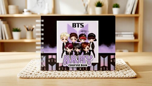LIVRO DE COLORIR FOR ARMY BTS CAPA DURA A5 50 FOLHAS GROSSAS CADE