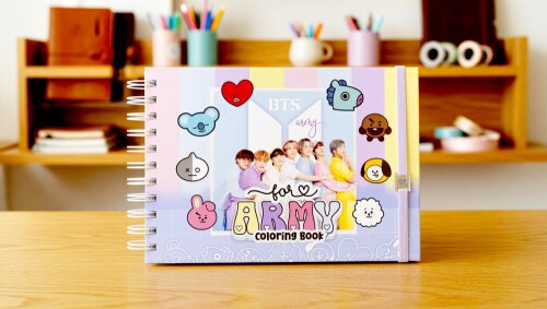 LIVRO DE COLORIR FOR ARMY BTS CAPA DURA A5 50 FOLHAS GROSSAS CADE