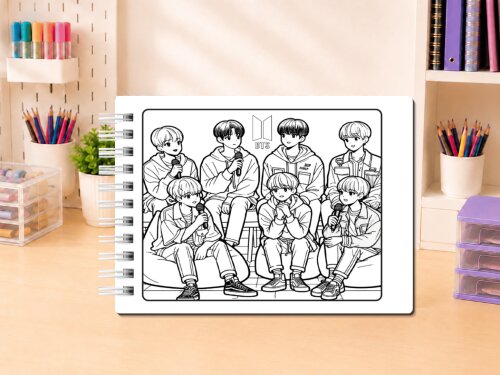 LIVRO DE COLORIR FOR ARMY BTS CAPA DURA A5 50 FOLHAS GROSSAS CADE