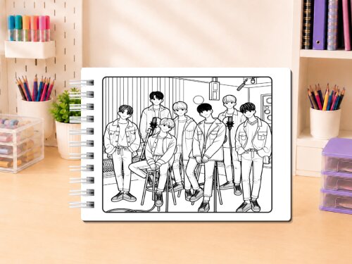 LIVRO DE COLORIR FOR ARMY BTS CAPA DURA A5 50 FOLHAS GROSSAS CADE