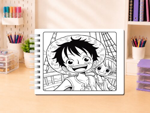 LIVRO DE COLORIR ONE PIECE CAPA DURA A5 50 FOLHAS GROSSAS CADERNO