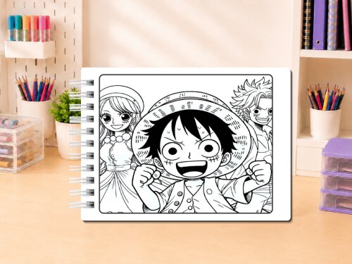 LIVRO DE COLORIR ONE PIECE CAPA DURA A5 50 FOLHAS GROSSAS CADERNO