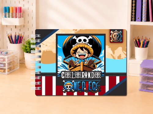 LIVRO DE COLORIR ONE PIECE CAPA DURA A5 50 FOLHAS GROSSAS CADERNO DE DESENHO PARA PINTAR