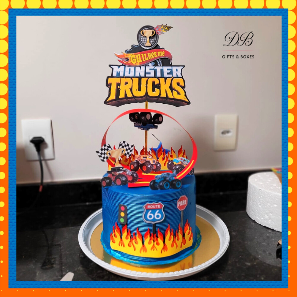 Arquivo de Corte Topo de Bolo Monster Truck Studio e PDF