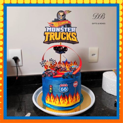 Arquivo de Corte Topo de Bolo Monster Truck Studio e PDF