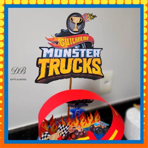 Arquivo de Corte Topo de Bolo Monster Truck Studio e PDF