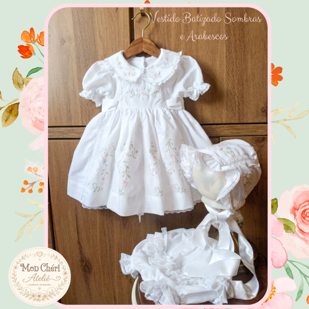 Vestido Batizado Luxo Sombras e Arabescos