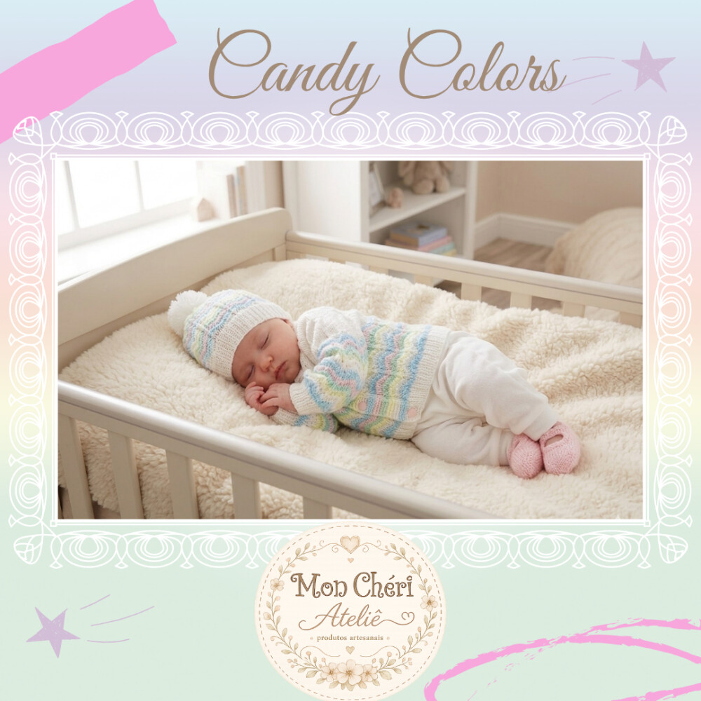 Conjunto Candy Colors em Tricô para Bebê