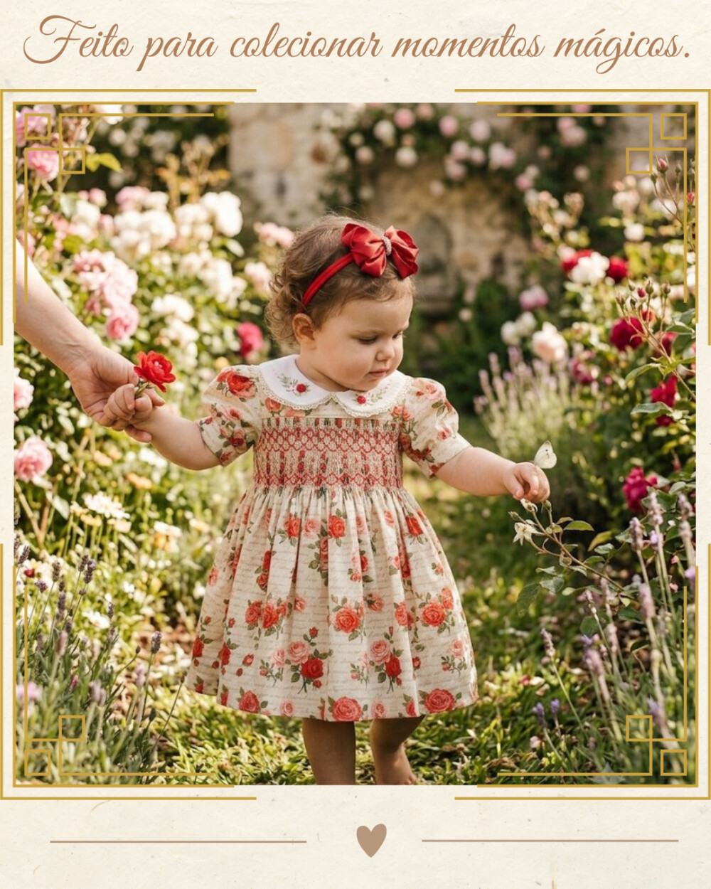 Vestido Infantil Beatrice com Ponto Smock e Bordado Manual