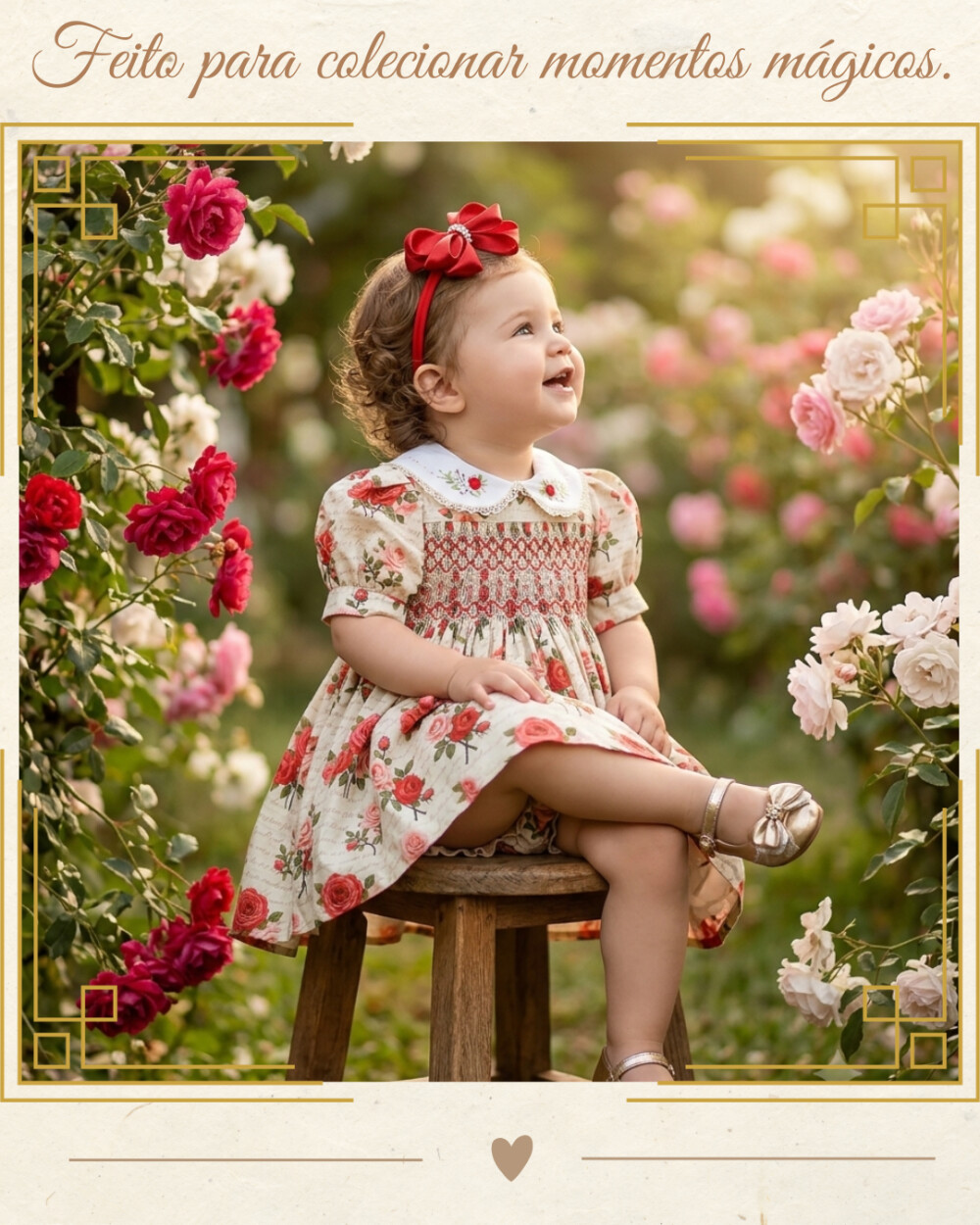 Vestido Infantil Beatrice com Ponto Smock e Bordado Manual