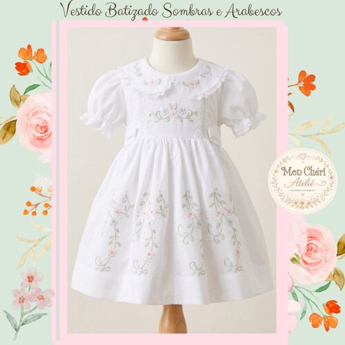 Vestido Batizado Luxo Sombras e Arabescos