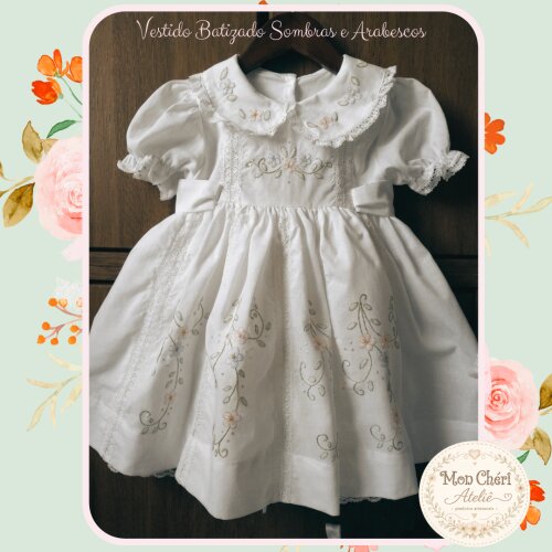 Vestido Batizado Luxo Sombras e Arabescos
