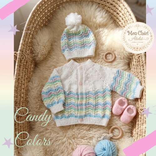 Conjunto Candy Colors em Tricô para Bebê