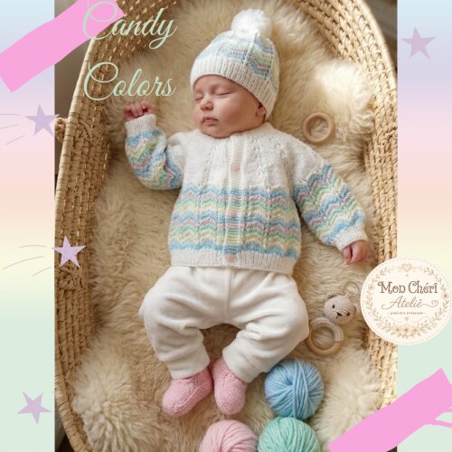 Conjunto Candy Colors em Tricô para Bebê