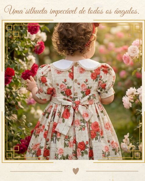 Vestido Infantil Beatrice com Ponto Smock e Bordado Manual