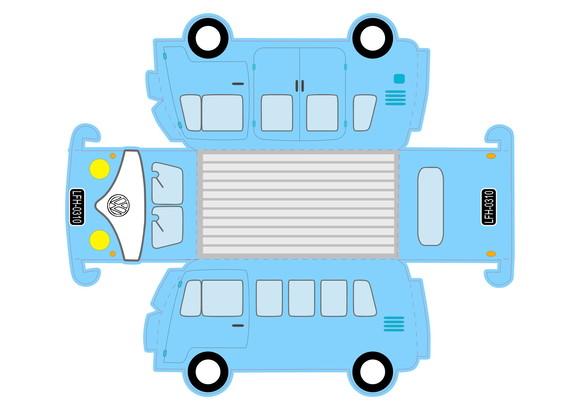 Arquivo Studio Silhouette Caixa Kombi Azul