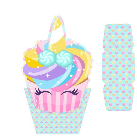 Arquivo Caixa Silhouette Centro de Mesa Cupcake Unicórnio