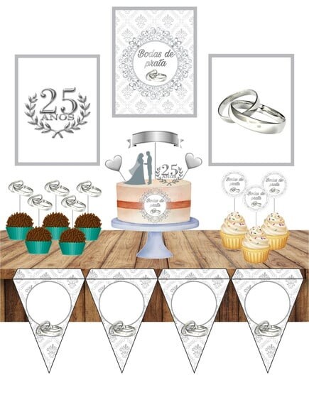Arquivo Digital Silhouette Casamento Bodas de Prata