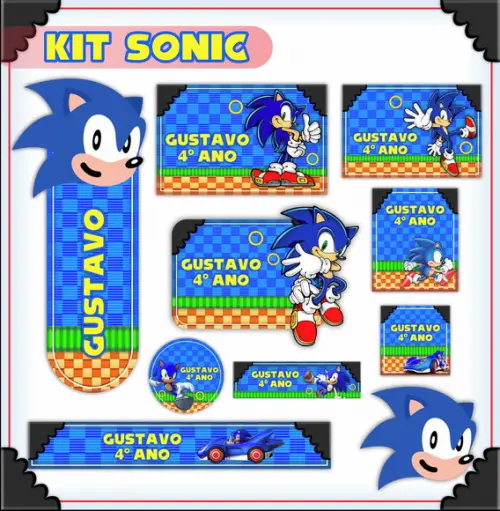 Arquivo Digital Etiquetas e Capa de Caderno Sonic
