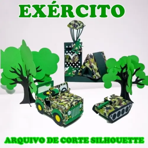Arquivo de Corte Silhouette Exercito com Tanque e Jipe