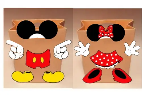 Arquivo Digital Corte Silhouette Sacolinhas Mickey e Minnie