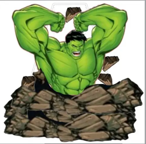 Arquivo Studio Topo de Bolo Hulk Saindo do Bolo com Display