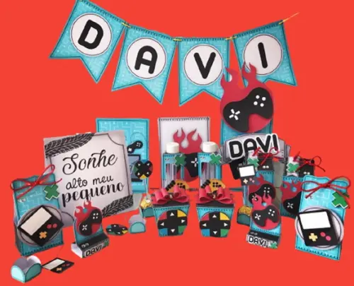 Arquivo de Corte Digital Silhouette Festa Video Game Luxo