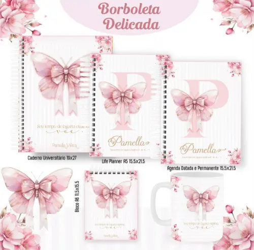 Combo de Capas Volta Ás Aulas Borboleta Delicada Png/ pdf