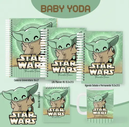 Combo de Capas Volta Ás Aulas Baby Yoda Png/ pdf