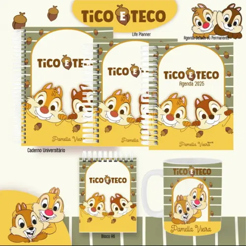 Combo de Capas Volta Ás Aulas Tico e Teco Png / pdf