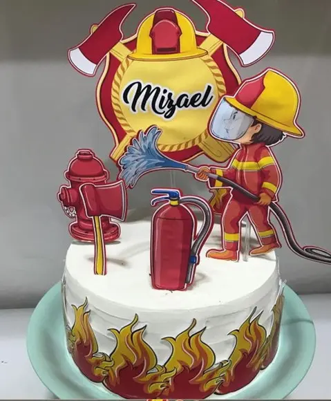Arquivo Digital de Corte Topo de Bolo Bombeiros Studio